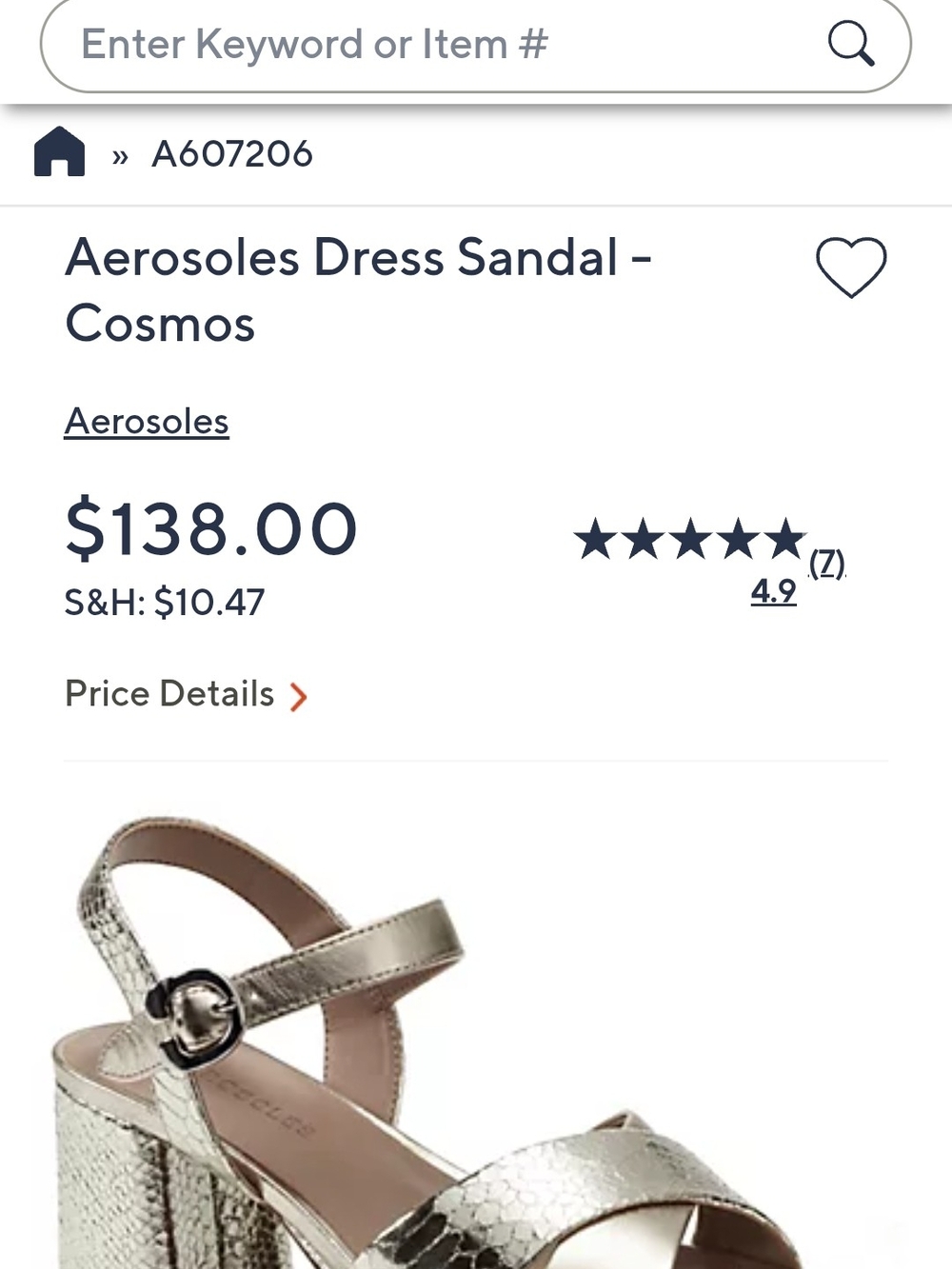 Aerosoles Gold Dress Sandal